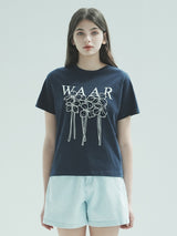 W フラワーTシャツ / T1009 W FLOWER T-SHIRT_NAVY