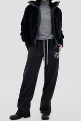カラーコンビネーションレタリングブラッシュトレーニングパンツ / Color combination lettering brushed training pants (3color)