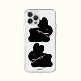 コットンバニーポポジェリーハードアイフォンケース/Cotton bunny popo Jelly Hard phone case black