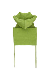 レースアップホルターフードニットノースリーブ / LACE-UP HALTER HOODED KNIT SLEEVELESS (GREEN)