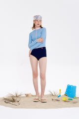 スモールチェリージップアップラッシュガード / SMALL CHERRY ZIP-UP RASHGUARD [SKY]
