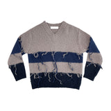 Tassel coloring stripe knit
