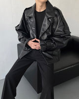 GMレザーバルーンショートジャケット/GM leather balloon short jacket (1 colors)