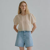 クロワール パフ クロップ ブラウス / Croire puff crop blouse