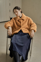 フェイクファーショートコート/FAKE FUR SHORT COAT_ORANGE
