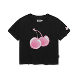 ビッグチェリーホットフィックスポイントクロップTシャツ / BIG CHERRY HOTFIX POINT CROP T-SHIRT [BLACK]