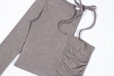 UNBALANCED WARMER CROP TOP (Dark Beige)