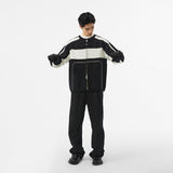 FMACM 23AW Black And White Clash Biker Knit Zip Cardigan Jacket
