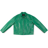 SINGLE LEATHER JACKET GREEN