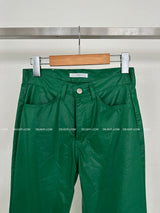 leather coated straight pants