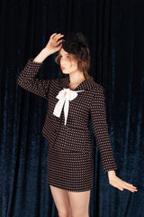 (set) dot sailor jacket & skirt (6640114466934)