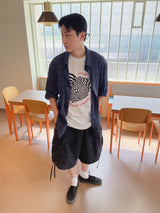 Washing cargo half denim 2color