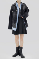 ウォッシングブラックブルーボクシージャケット / Washing Black Blue Boxy Jacket