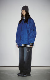  BOLD LOGO LONG VARSITY JACKET_BLUE