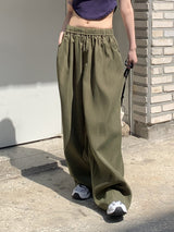 ロモンデイリーバンディングストリングコットンロングワイドパンツ / Romon Daily Banding String Cotton Long Wide Pants