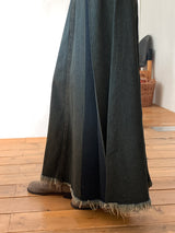 Elder Pintuck Pleated Long Denim Skirt