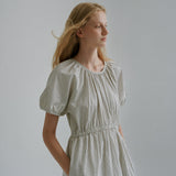 ボリューム ストライプ ドレス / Volume striped dress