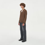 LAMBSWOOL V NECK CARDIGAN_BROWN (6612826620022)