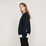 [UNISEX] Elbow Tie Dye Drawing Smile White Clip Sweatshirt (6686022795382)