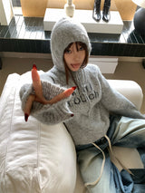First Angora Letterang Hooded Knit