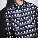 チェッカードパッデッドシャツ/NAVY CHECERED PADDED SHIRT