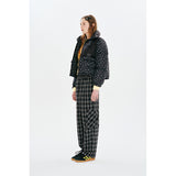 COLORING GRID PATTERN CROP DOWN JUMPER [BLACK]