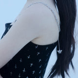 チェーンショルダーストラップクロスドレス/1 2 chain shoulder strap cross dress