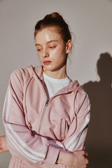 Lace Tape Hood Zip-Up Pink
