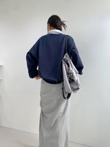 アンフッテッドシャーリングスリットロングスカート / Unfooted shirring slit long skirt