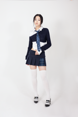 ワンショルダークロップニット / ONE SHOULDER CROP KNIT #NAVY
