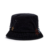 BBD Smile Logo Denim Bucket Hat Custom Ver. (Black) (4648579661942)