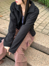 [MADE] Laco Basic String Semi-Crop Fleece Fleece Zip-up