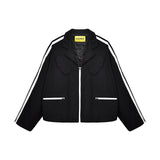 [UNISEX] Satin-Trimmed Padded Racing Jacket (Black)