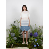 リネンストライプニットトップ / LINEN STRIPE KNIT TOP - WHITE