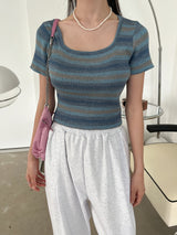 レインボークロップニット / Rainbow Crop Knit (2color)