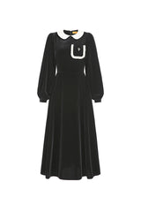10パフスリーブベルベットドレス / 1 0 puff sleeve velvet dress (4579936403574)