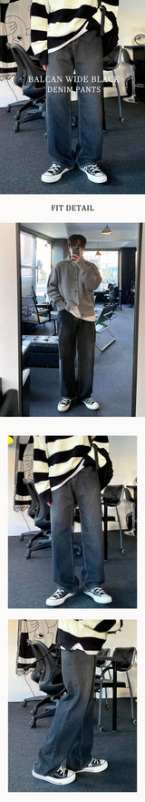 バルカンワイドデニムパンツ/BALCAN WIDE BLACK DENIM PANTS(ONE COLOR)