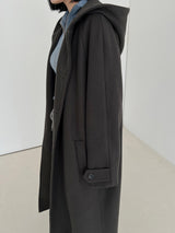 ウールフードロングコート / Wool hood long coat (3color)