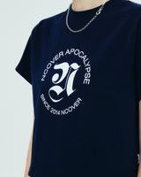ROMAN TYPO LOGO TSHIRT-NAVY (6681175457910)