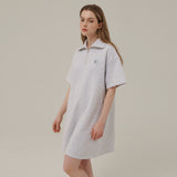 スモールロゴハーフラインジップアップミニドレス / SMALL LOGO HALF ZIPUP MINI DRESS_WHITE MELANGE