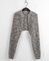 Rakel Two-Tone Rainbow Coloring Angora Knit Bolero Cardigan