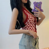 レッドハートホルタートップ/red heart halter top