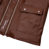 [UNISEX] Faux-Shearling and Leather Coat (Brown) (6656031850614)
