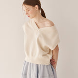 クランブルVネックベスト/Crumble v-neck vest_cream