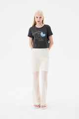 チェリーレースブーツカットパンツ / CHERRY LACE BOOTCUT PANTS [IVORY]
