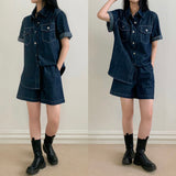 Overfit Denim Short Sleeve Shirt Setup