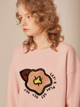 SETSETSET BIG FLOWER NAPPING SWEAT SHIRT PINK (6652493070454)