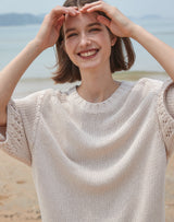 【OUTLET】オーバーサイズフィッシュネットディテールSSセーター IVORY