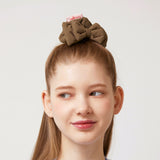 CUSHIONY RIBBON HAIR SCRUNCHY (BROWN)