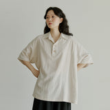 ハーフヘンリーネックシャツ / unisex half henlyneck shirts beige